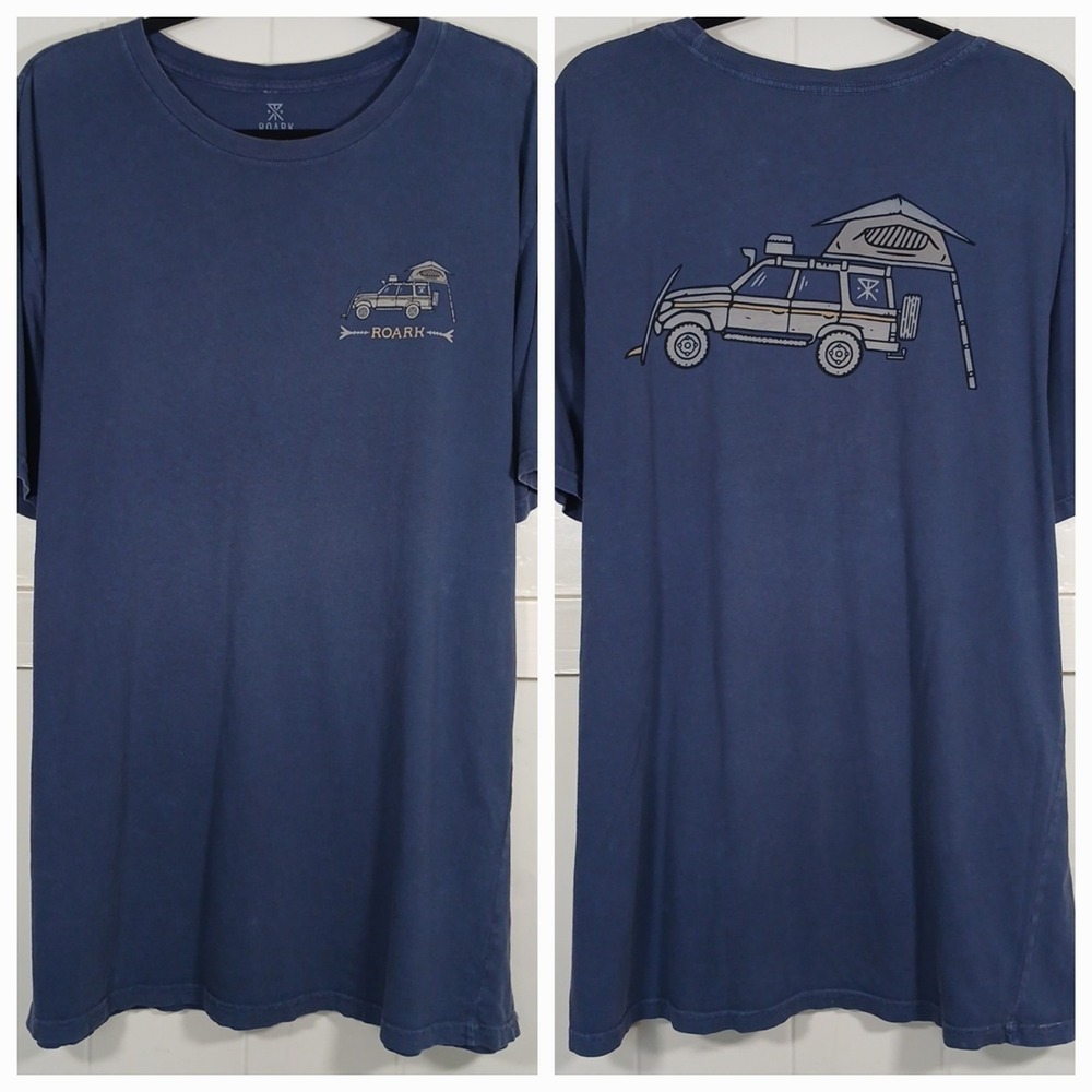 ROARK Shirt Premium Tee Artifacts Of Adventure Graphic Men's XL Cotton Blue SS - Picture 1 of 11